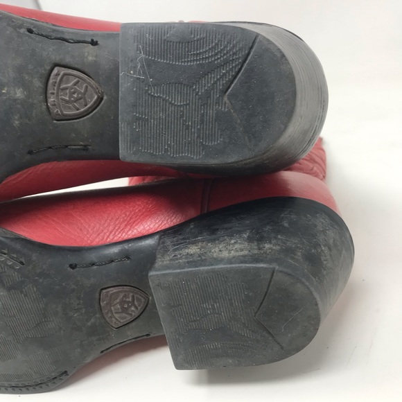 Ariat Red Leather Western Cowgirl Boots Size 8B - Picture 10 of 12